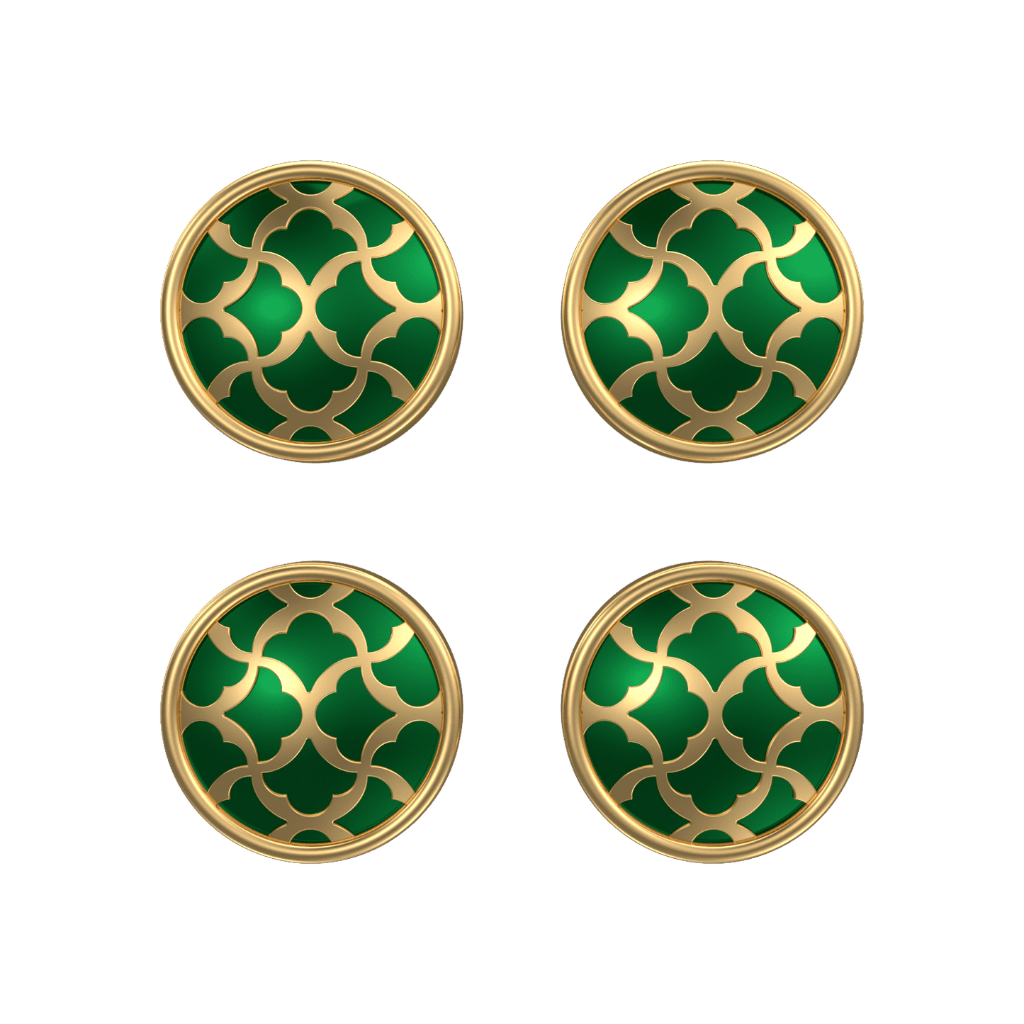 Enchanted, Classic Kurta Button Set with 18kt Gold Plating and Enamel