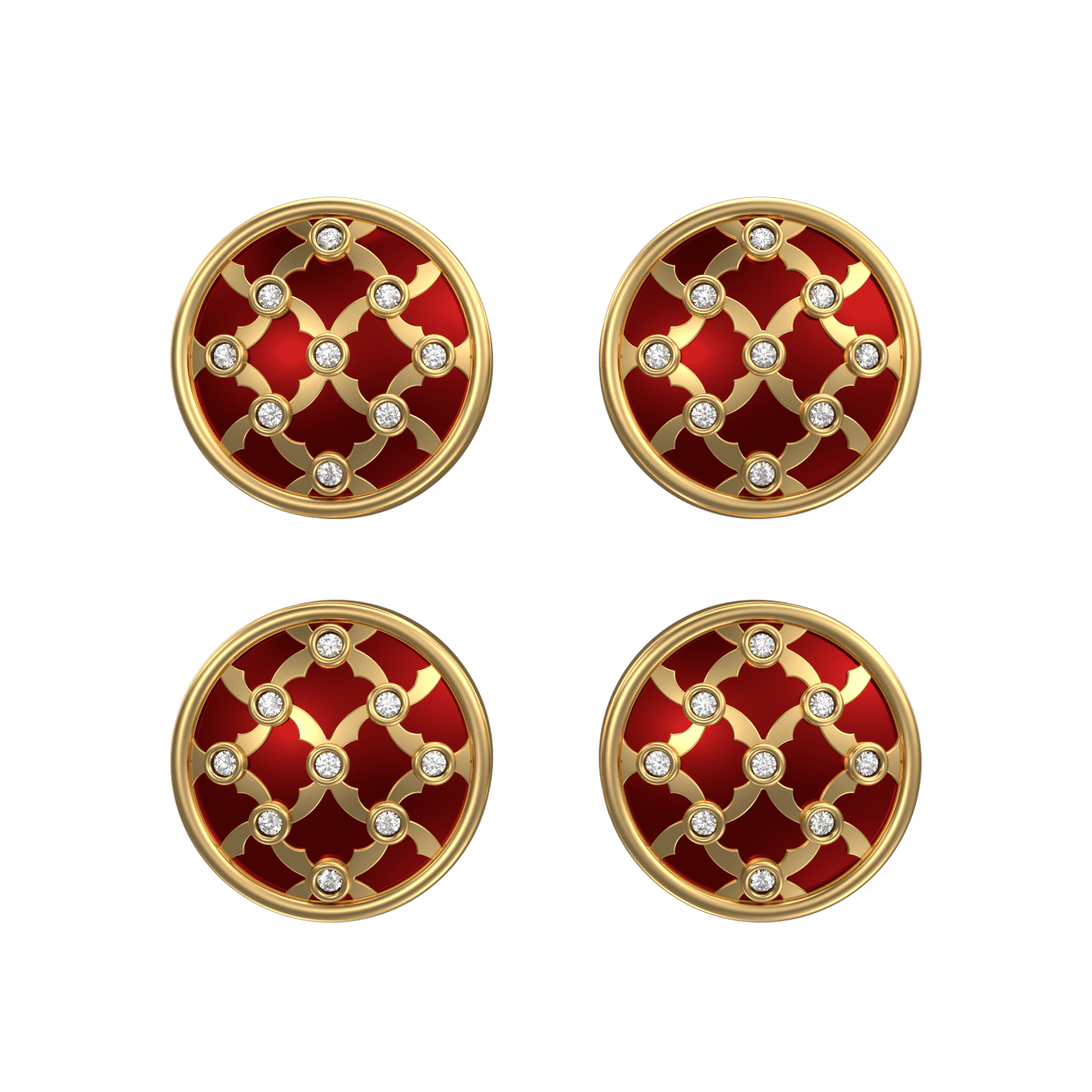 Enchanted Luxe, Classic Kurta Button Set with CZ Diamonds, 18kt Gold Plating and Enamel.