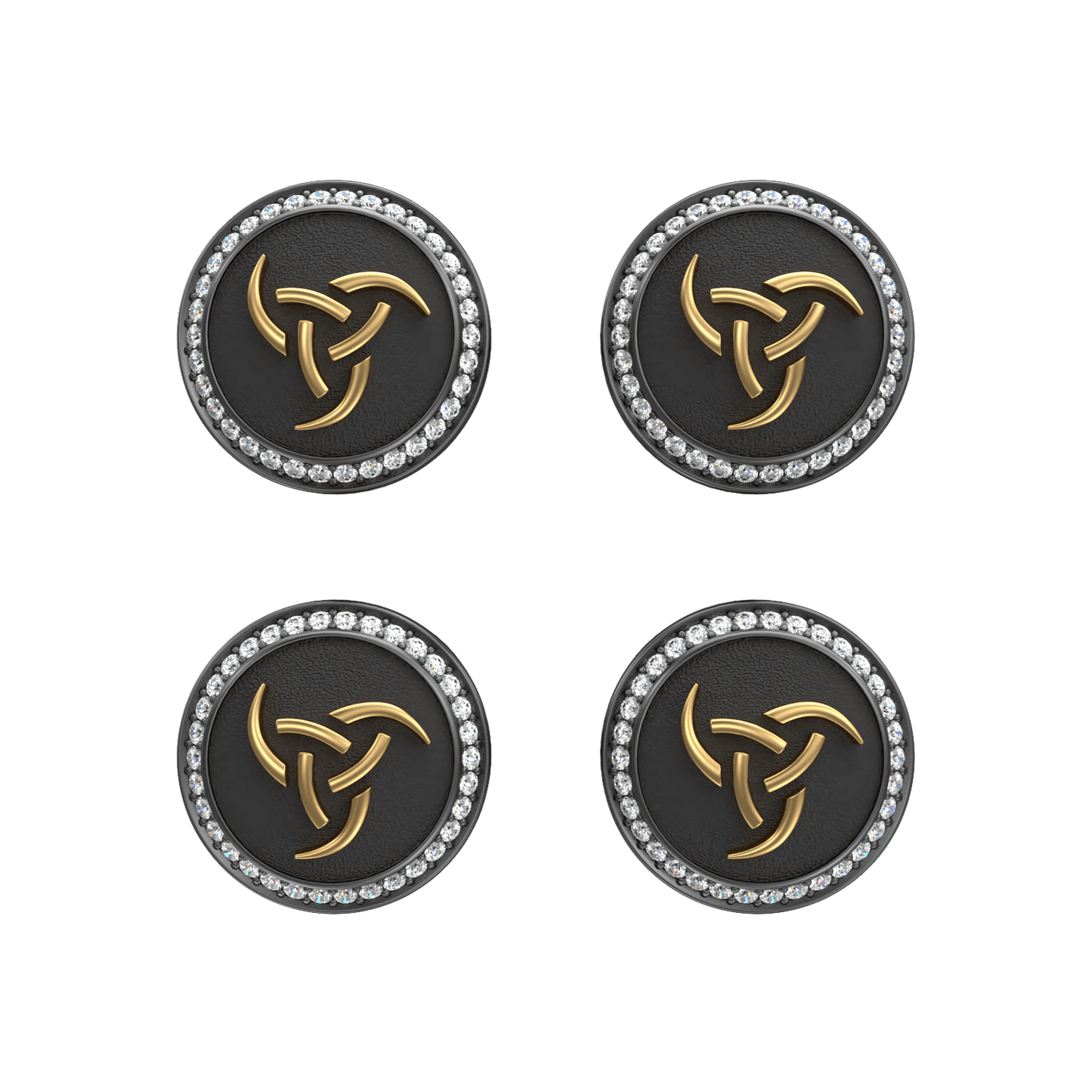 Odin Luxe, Spiritual Kurta Button set with CZ Diamonds, 18kt Gold & Black Reuthenium Plating.