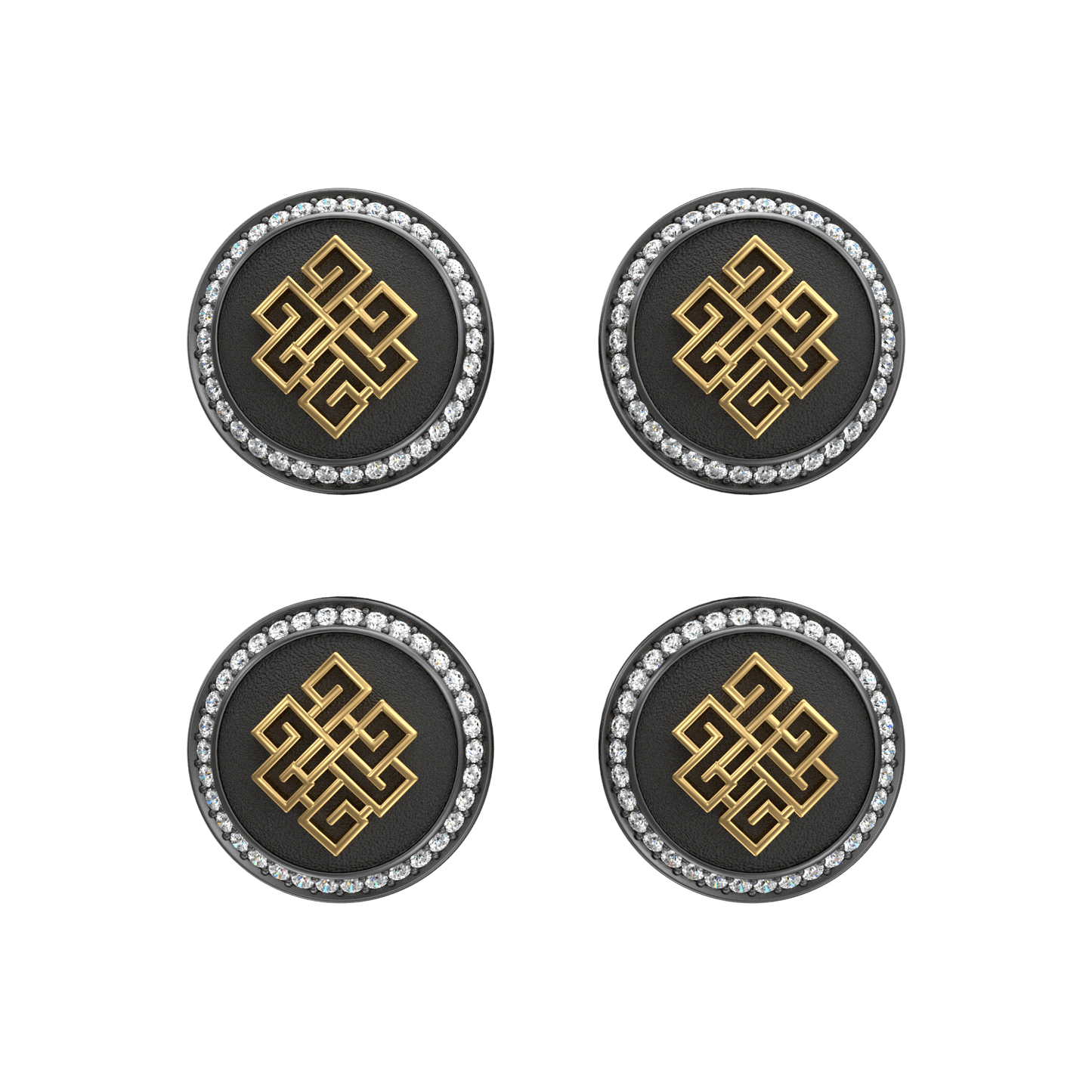 Infinity Luxe, Spiritual Kurta Button set with CZ Diamonds, 18kt Gold & Black Reuthenium Plating.