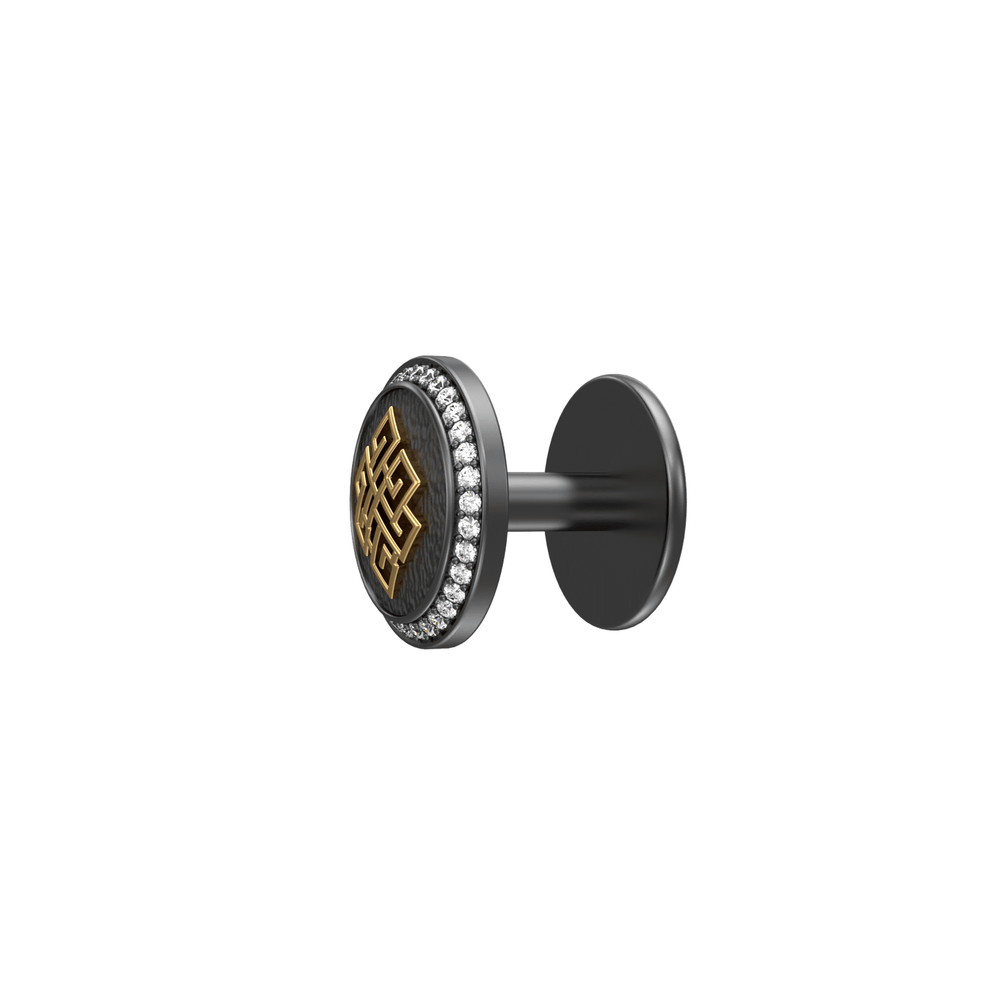 Infinity Luxe, Spiritual Kurta Button set with CZ Diamonds, 18kt Gold & Black Reuthenium Plating.