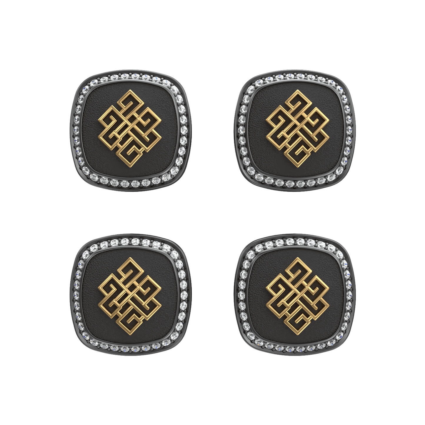 Infinity Luxe, Spiritual Kurta Button set with CZ Diamonds, 18kt Gold & Black Reuthenium Plating.