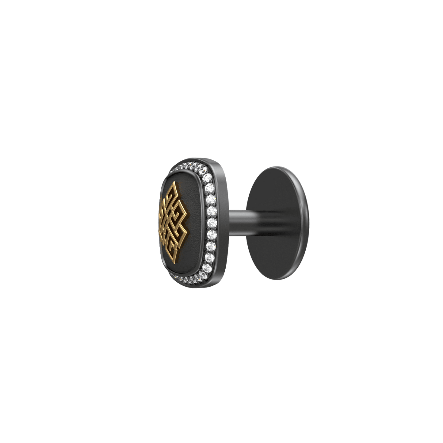 Infinity Luxe, Spiritual Kurta Button set with CZ Diamonds, 18kt Gold & Black Reuthenium Plating.
