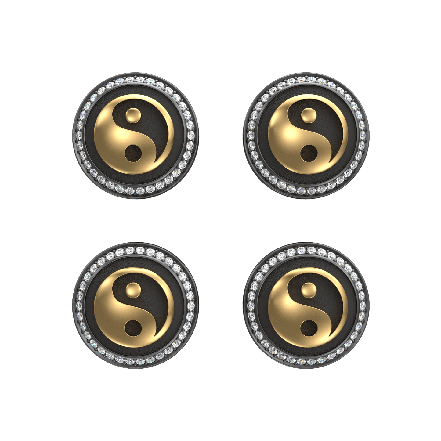 Ying Yang Luxe, Spiritual Kurta Button set with CZ Diamonds, 18kt Gold & Black Reuthenium Plating.