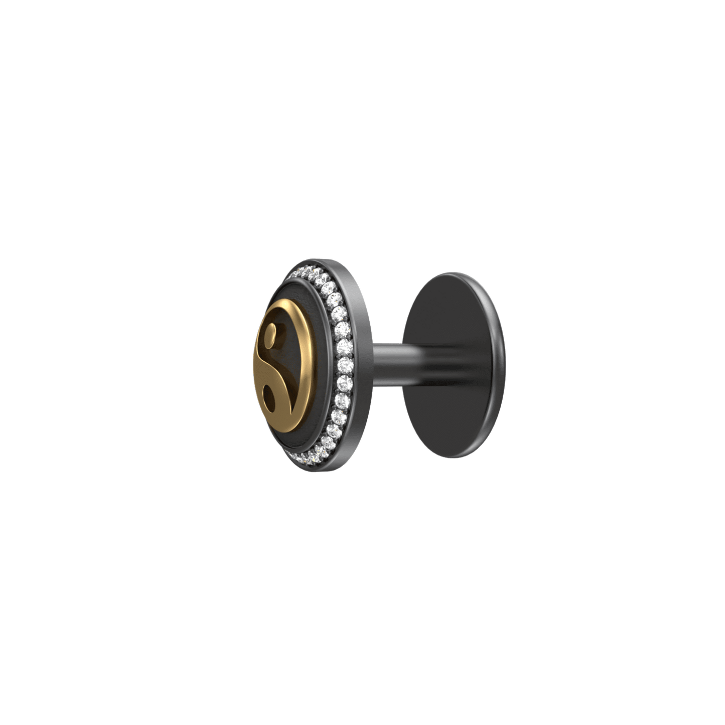 Ying Yang Luxe, Spiritual Kurta Button set with CZ Diamonds, 18kt Gold & Black Reuthenium Plating.