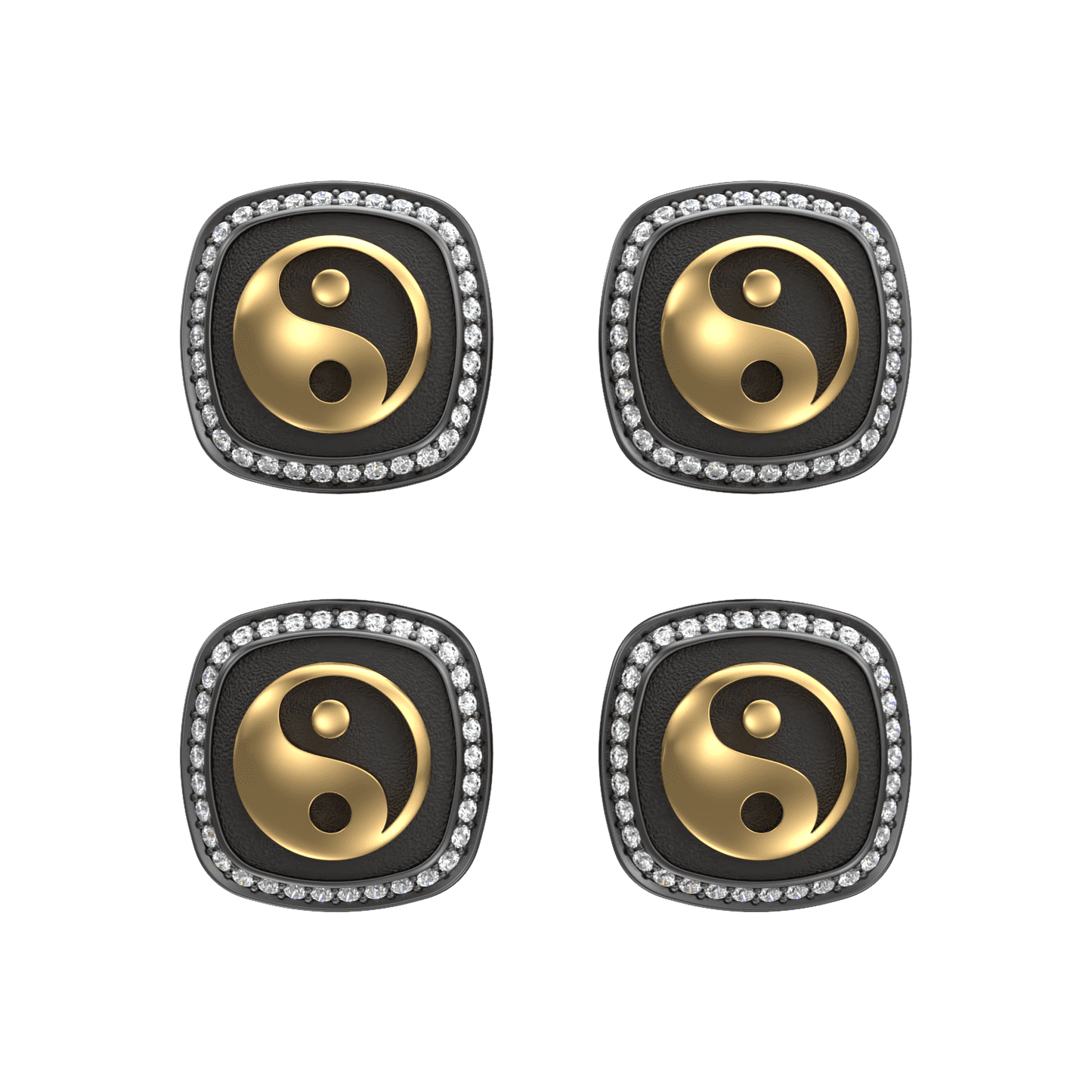 Ying Yang Luxe, Spiritual Kurta Button set with CZ Diamonds, 18kt Gold & Black Reuthenium Plating.