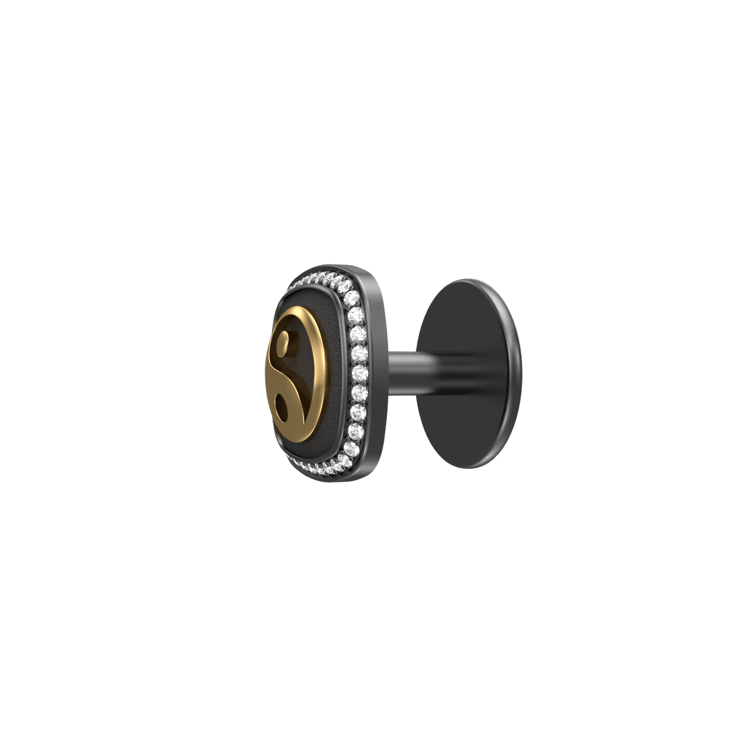Ying Yang Luxe, Spiritual Kurta Button set with CZ Diamonds, 18kt Gold & Black Reuthenium Plating.