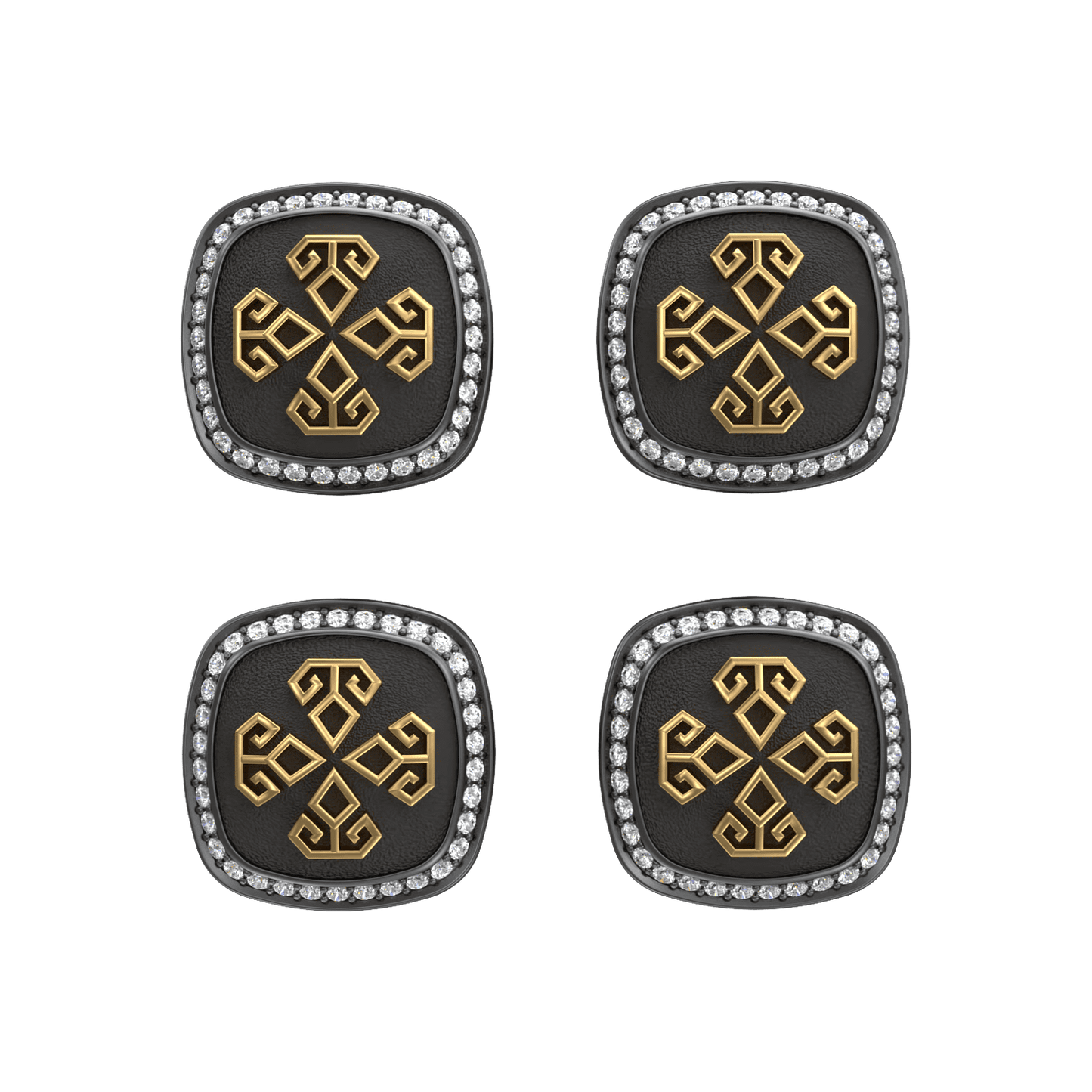 Power Luxe, Spiritual Kurta Button set with CZ Diamonds, 18kt Gold & Black Reuthenium Plating.
