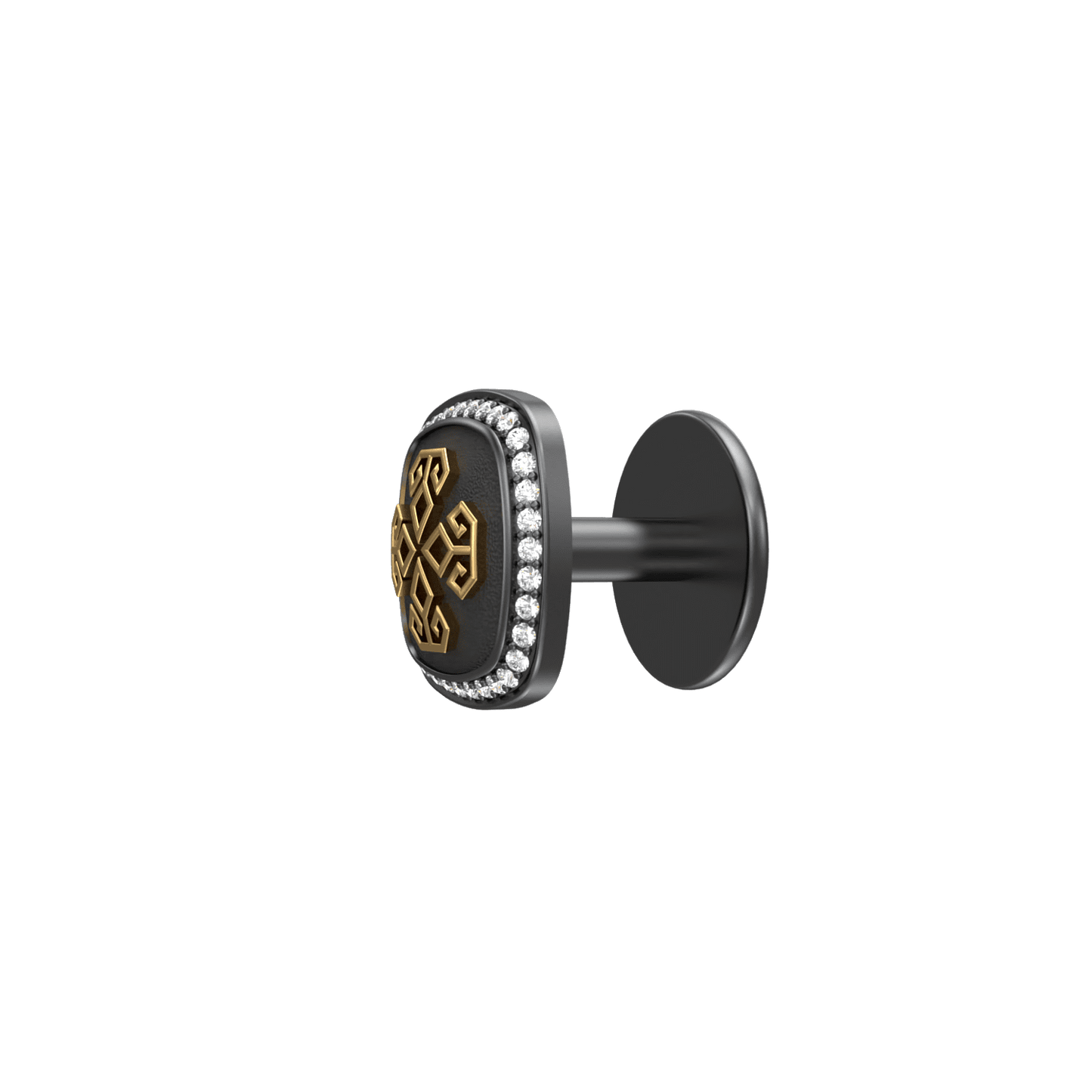 Power Luxe, Spiritual Kurta Button set with CZ Diamonds, 18kt Gold & Black Reuthenium Plating.
