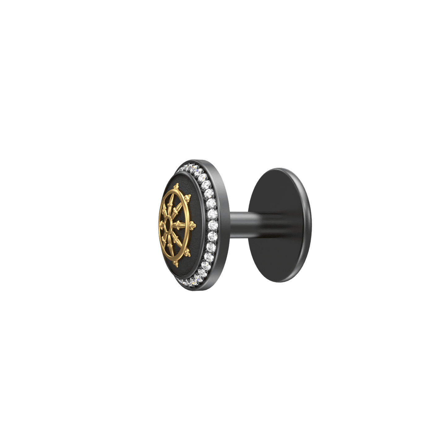 Dharma Luxe, Spiritual Kurta Button set with CZ Diamonds, 18kt Gold & Black Reuthenium Plating.