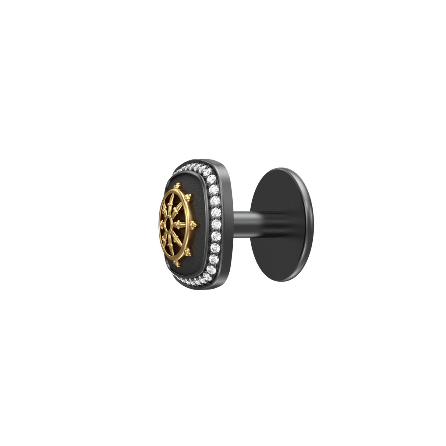 Dharma Luxe, Spiritual Kurta Button set with CZ Diamonds, 18kt Gold & Black Reuthenium Plating.
