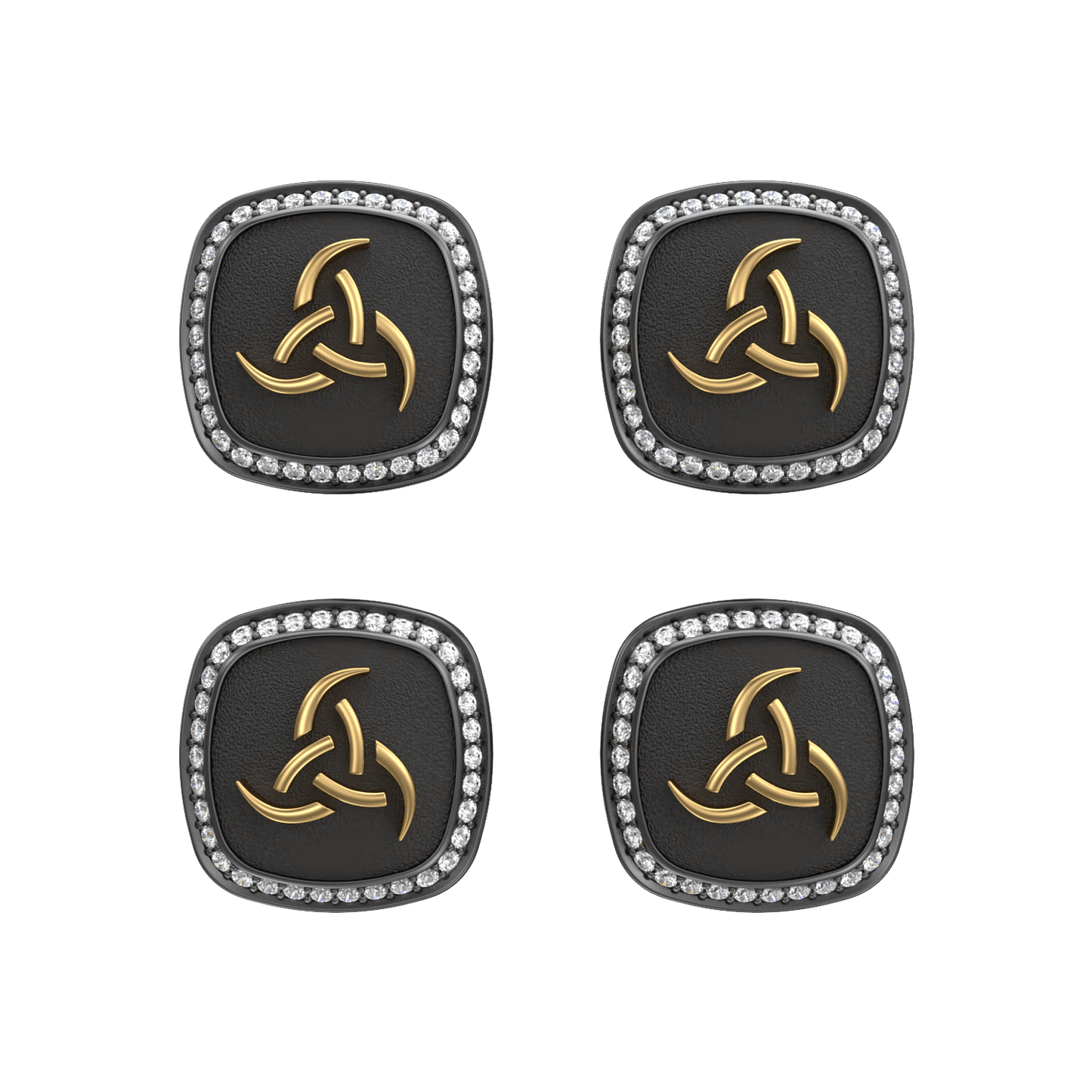 Odin Luxe, Spiritual Kurta Button set with CZ Diamonds, 18kt Gold & Black Reuthenium Plating.