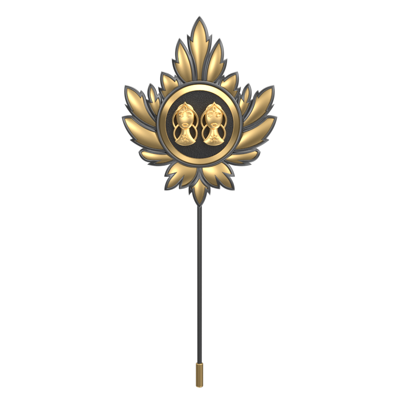 Gemini Zodiac, Maple Constellation Lapel with 18kt Gold & Black Ruthenium Plating and Enamel on Brass.