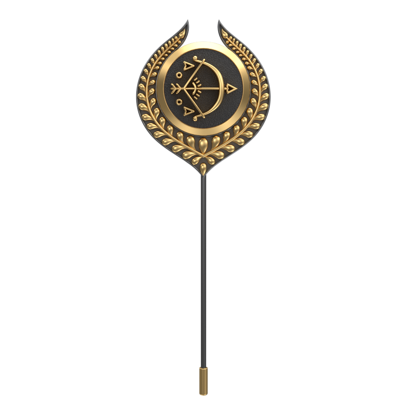 Sagittarius Zodiac, Leaf Constellation Lapel with 18kt Gold & Black Ruthenium Plating and Enamel on Brass.