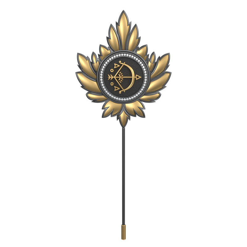 Sagittarius Zodiac Luxe, Maple Constellation Lapel with CZ Diamonds, 18kt Gold & Black Ruthenium Plating on Brass.