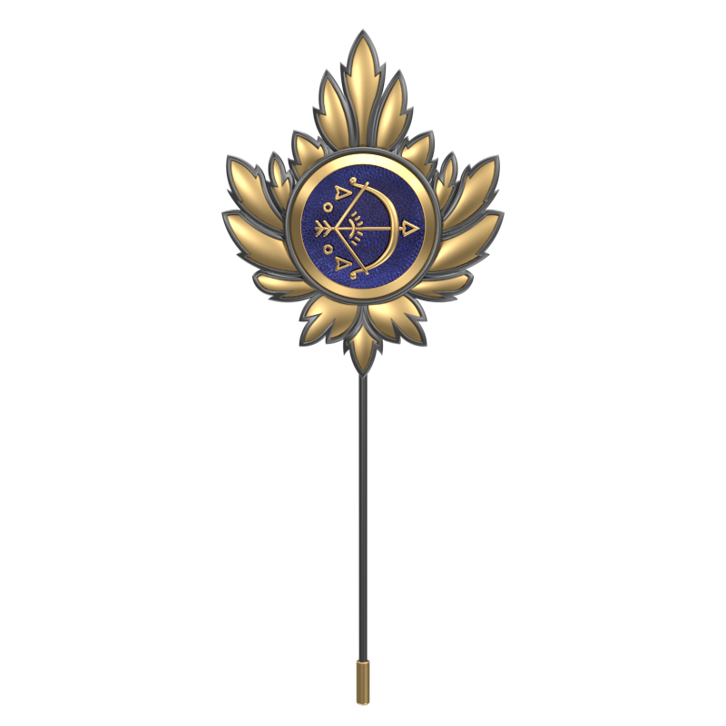Sagittarius Zodiac, Maple Constellation Lapel with 18kt Gold & Black Ruthenium Plating and Enamel on Brass.