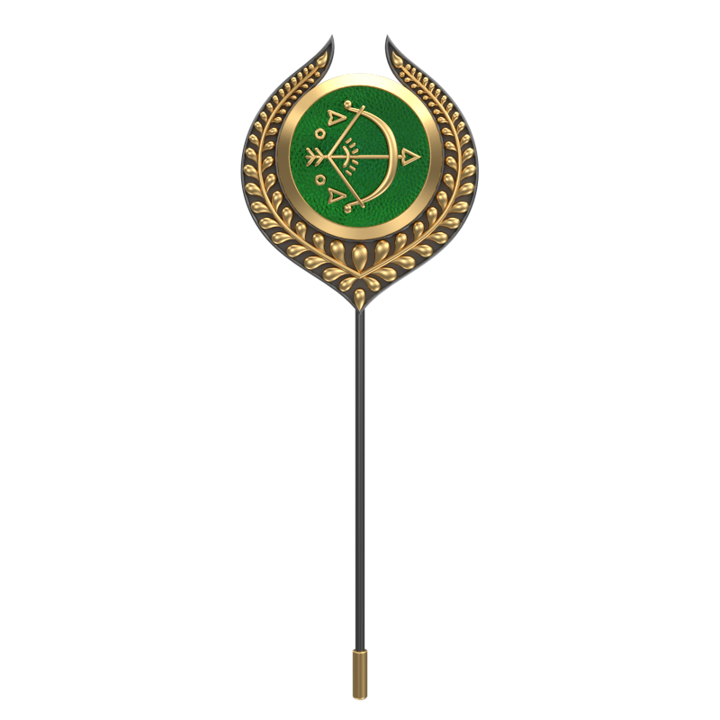 Sagittarius Zodiac, Leaf Constellation Lapel with 18kt Gold & Black Ruthenium Plating and Enamel on Brass.