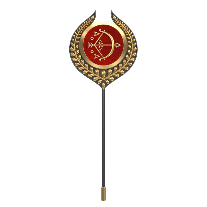 Sagittarius Zodiac, Leaf Constellation Lapel with 18kt Gold & Black Ruthenium Plating and Enamel on Brass.