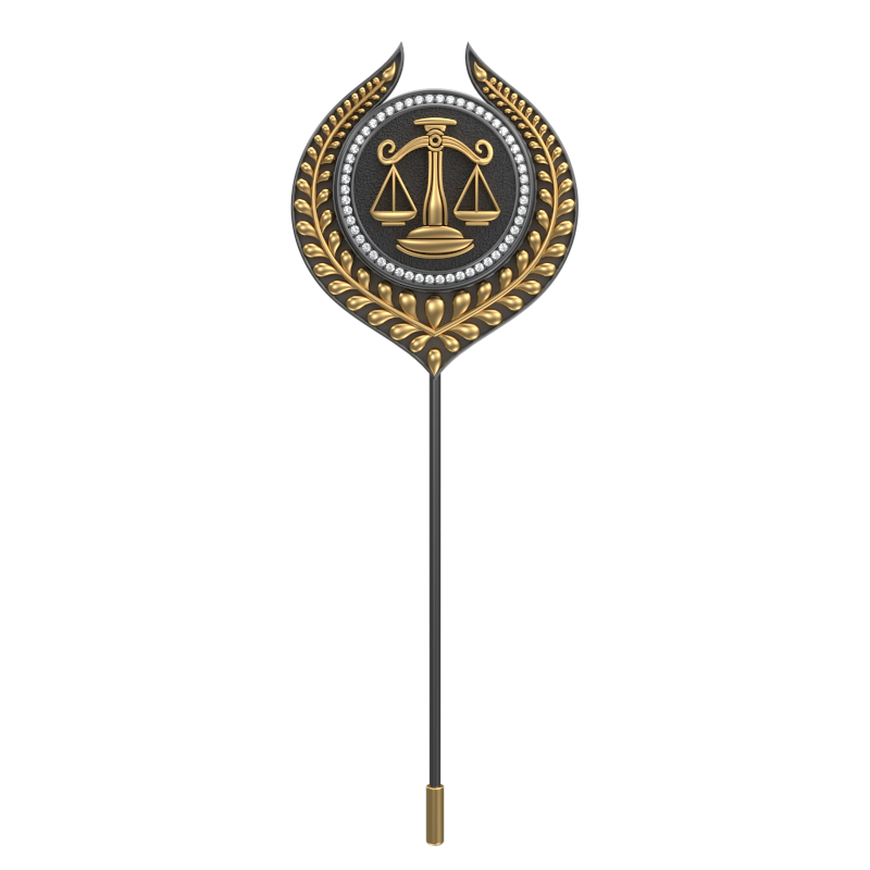 Libra Zodiac Luxe, Leaf Constellation Lapel with CZ Diamonds, 18kt Gold & Black Ruthenium Plating on Brass.
