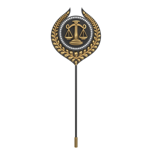 Libra Zodiac Luxe, Leaf Constellation Lapel with CZ Diamonds, 18kt Gold & Black Ruthenium Plating on Brass.