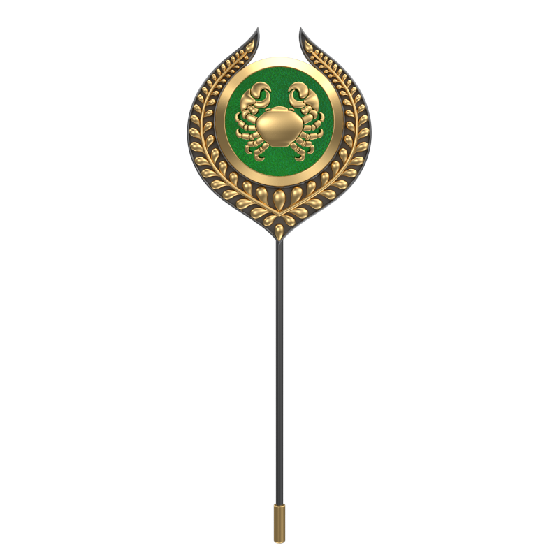 Cancer Zodiac, Leaf Constellation Lapel with 18kt Gold & Black Ruthenium Plating and Enamel on Brass.