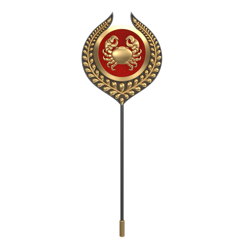 Cancer Zodiac, Leaf Constellation Lapel with 18kt Gold & Black Ruthenium Plating and Enamel on Brass.