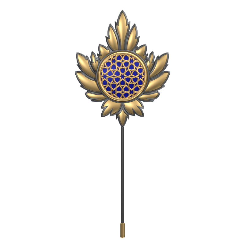 Starburst , Maple Classic Lapel with 18kt Gold & Black Ruthenium Plating and Enamel on Brass.
