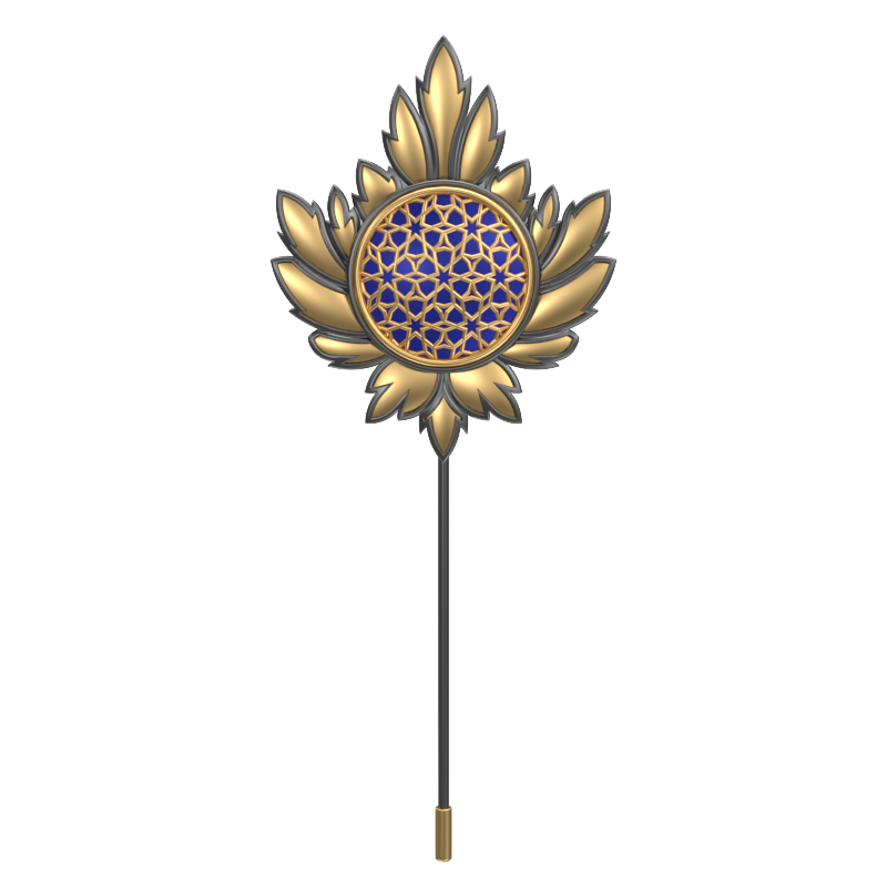 Starburst , Maple Classic Lapel with 18kt Gold & Black Ruthenium Plating and Enamel on Brass.