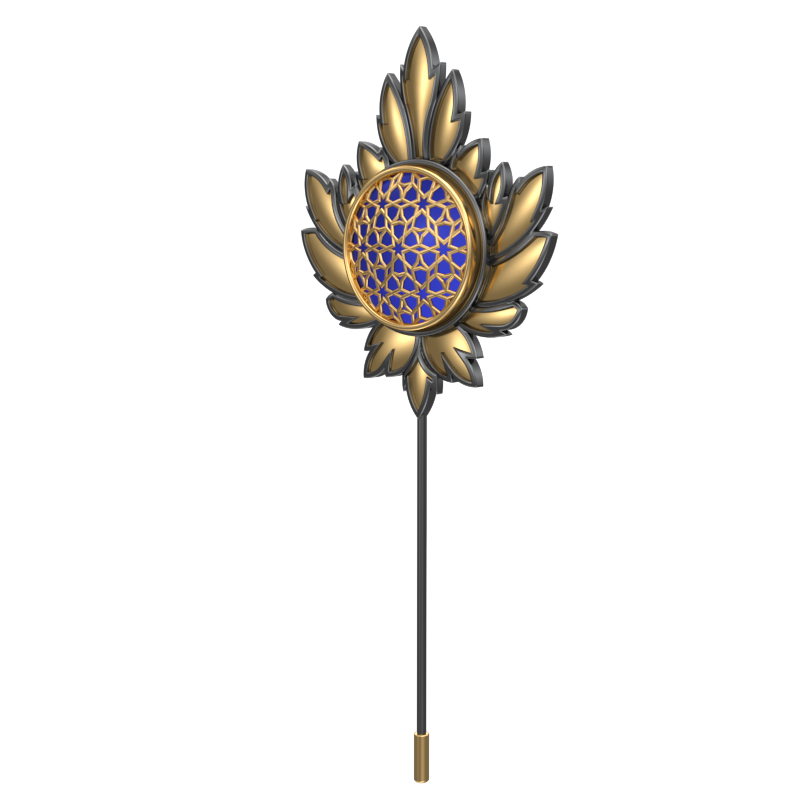 Starburst , Maple Classic Lapel with 18kt Gold & Black Ruthenium Plating and Enamel on Brass.