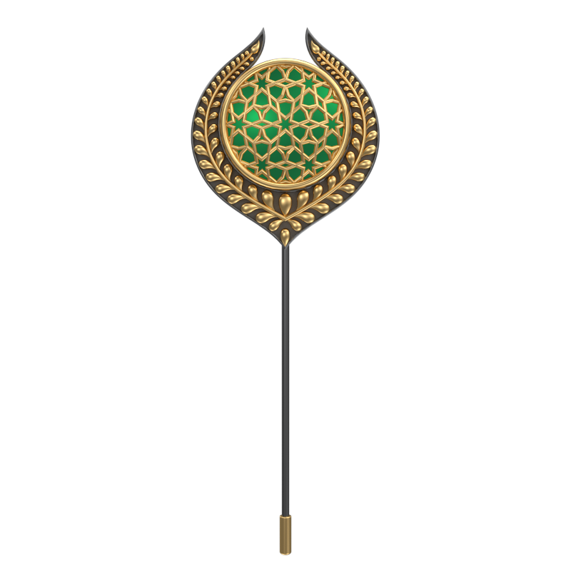 Starburst , Leaf Classic Lapel with 18kt Gold & Black Ruthenium Plating and Enamel on Brass.