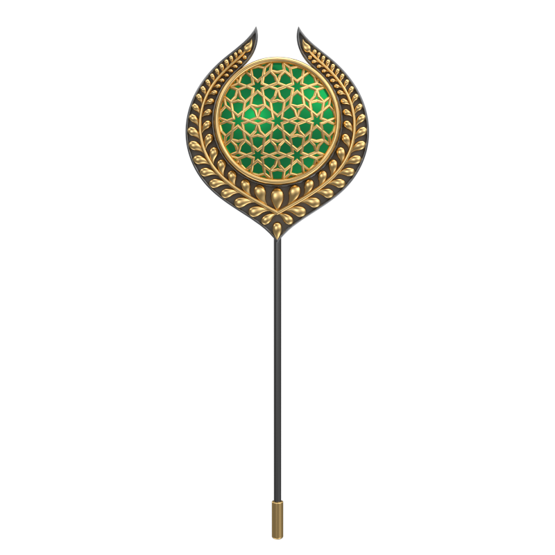 Starburst , Leaf Classic Lapel with 18kt Gold & Black Ruthenium Plating and Enamel on Brass.