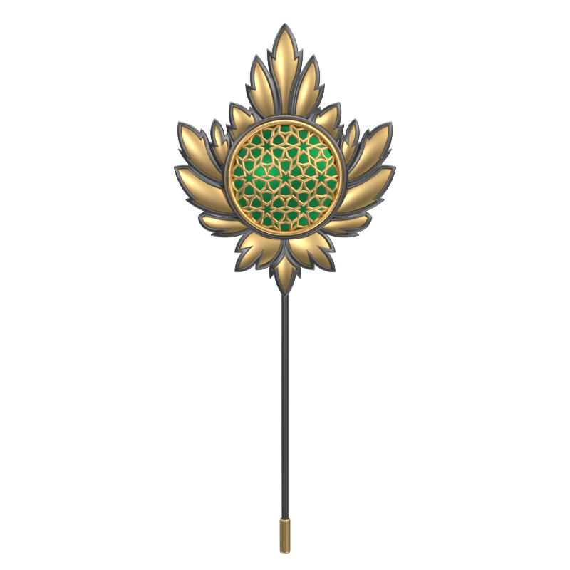Starburst , Maple Classic Lapel with 18kt Gold & Black Ruthenium Plating and Enamel on Brass.