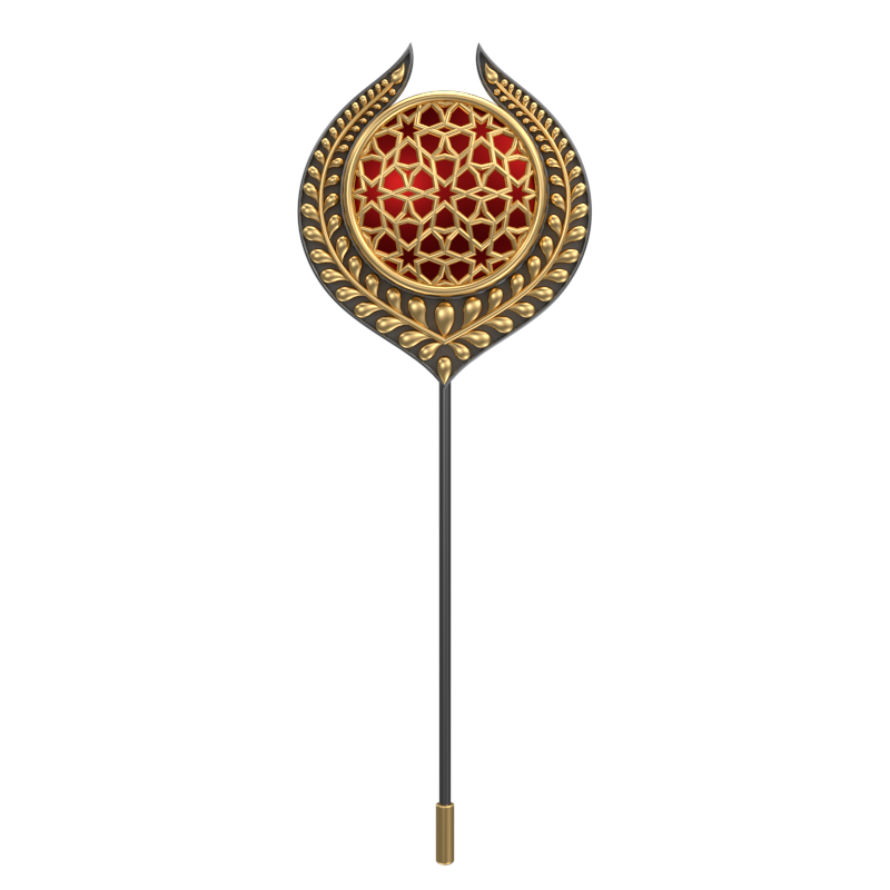 Starburst , Leaf Classic Lapel with 18kt Gold & Black Ruthenium Plating and Enamel on Brass.