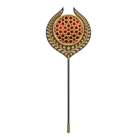 Starburst , Leaf Classic Lapel with 18kt Gold & Black Ruthenium Plating and Enamel on Brass.