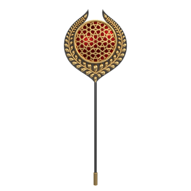 Starburst , Leaf Classic Lapel with 18kt Gold & Black Ruthenium Plating and Enamel on Brass.