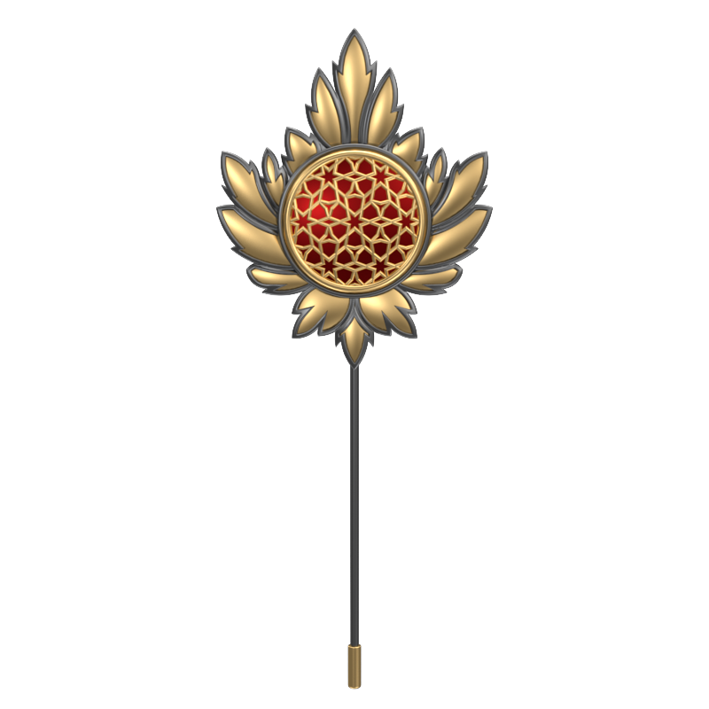 Starburst , Maple Classic Lapel with 18kt Gold & Black Ruthenium Plating and Enamel on Brass.