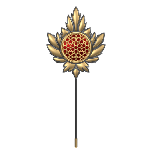 Starburst , Maple Classic Lapel with 18kt Gold & Black Ruthenium Plating and Enamel on Brass.