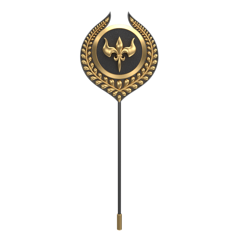 Rudra ,Leaf Edgy Lapel with 18kt Gold & Black Ruthenium Plating and Enamel on Brass.