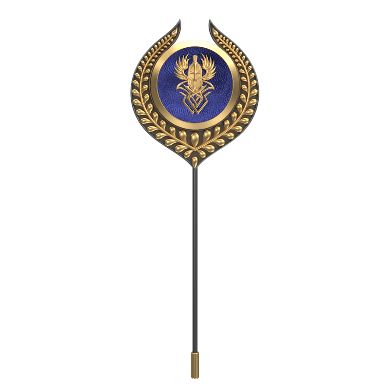 Warrior ,Leaf Edgy Lapel with 18kt Gold & Black Ruthenium Plating and Enamel on Brass.