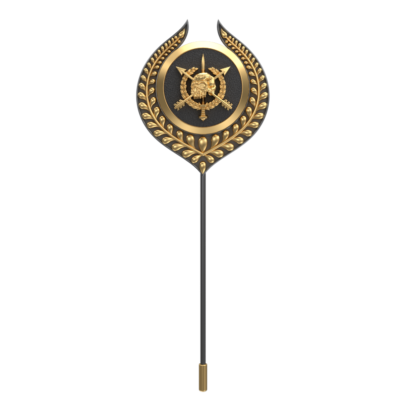 Pirate ,Leaf Edgy Lapel with 18kt Gold & Black Ruthenium Plating and Enamel on Brass.