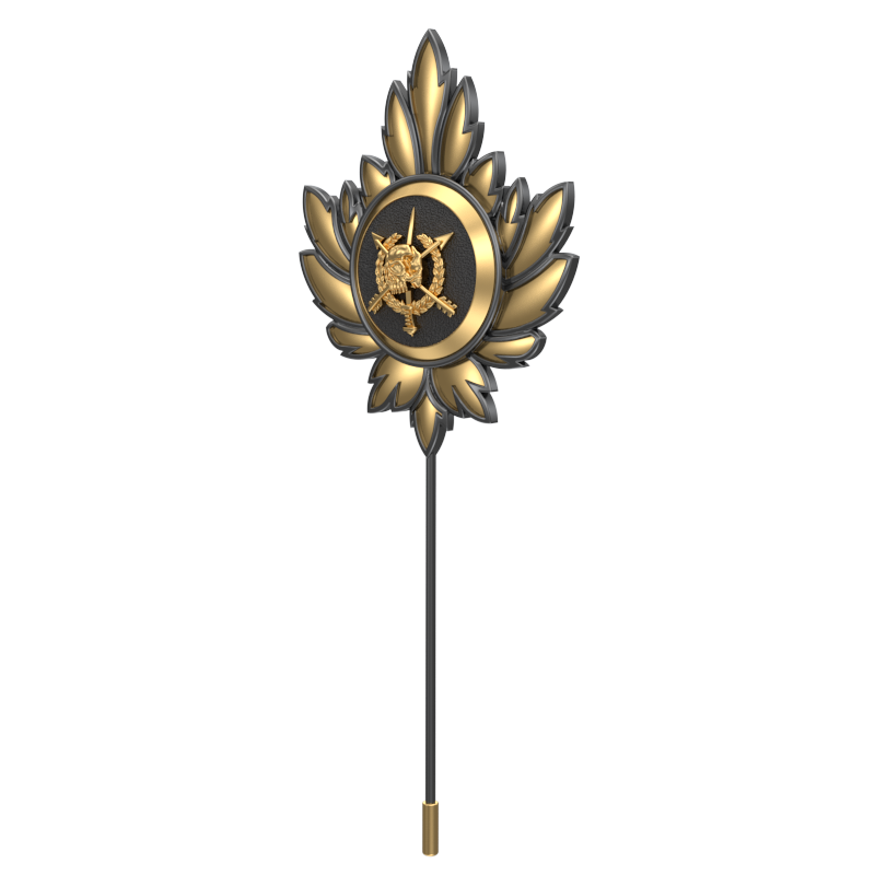 Pirate ,Mapel Edgy Lapel with 18kt Gold & Black Ruthenium Plating and Enamel on Brass.