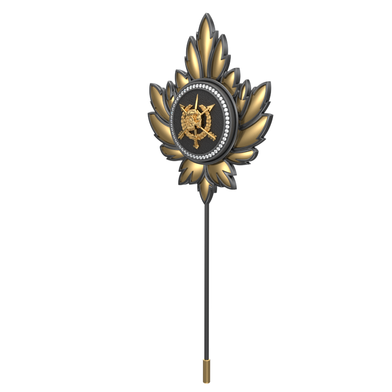 Pirate Luxe, Mapel Edgy Lapel with CZ Diamonds, 18kt Gold & Black Ruthenium Plating on Brass.