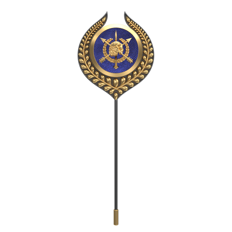 Pirate ,Leaf Edgy Lapel with 18kt Gold & Black Ruthenium Plating and Enamel on Brass.