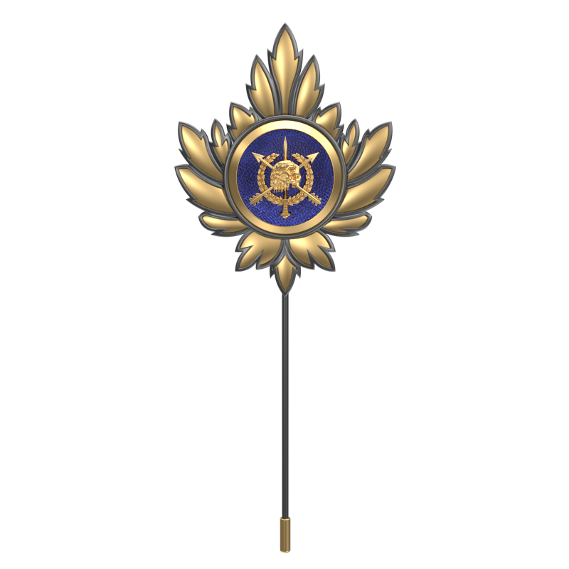 Pirate ,Mapel Edgy Lapel with 18kt Gold & Black Ruthenium Plating and Enamel on Brass.
