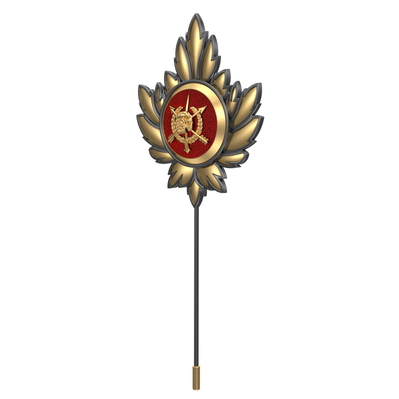 Pirate ,Mapel Edgy Lapel with 18kt Gold & Black Ruthenium Plating and Enamel on Brass.