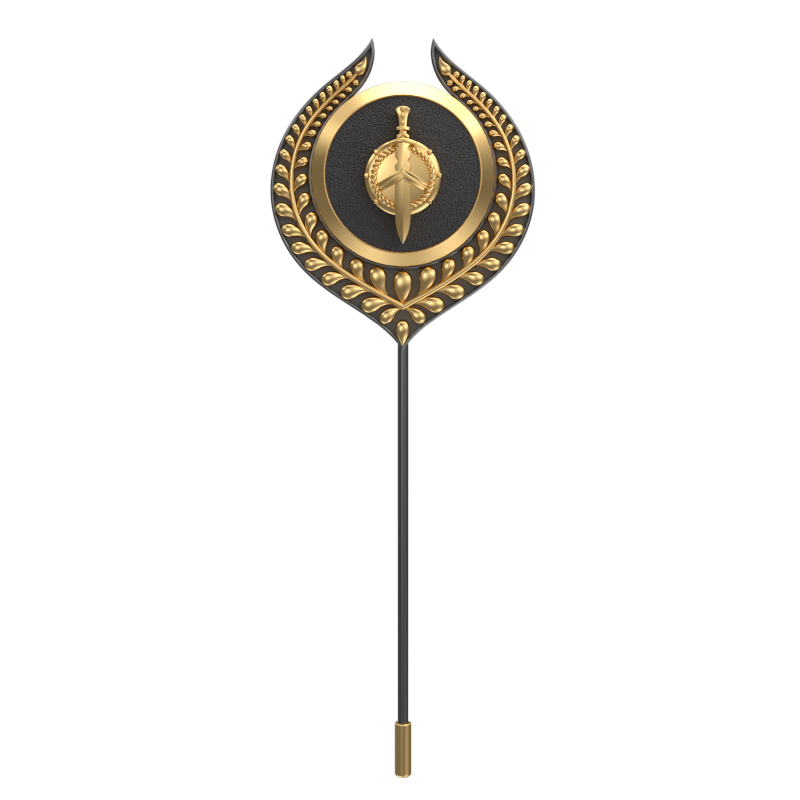 Honour ,Leaf Edgy Lapel with 18kt Gold & Black Ruthenium Plating and Enamel on Brass.