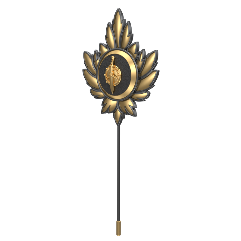 Honour ,Mapel Edgy Lapel with 18kt Gold & Black Ruthenium Plating and Enamel on Brass.
