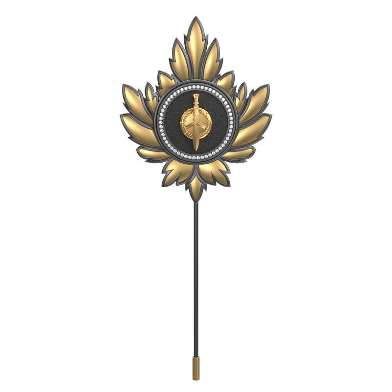 Honour Luxe, Mapel Edgy Lapel with CZ Diamonds, 18kt Gold & Black Ruthenium Plating on Brass.