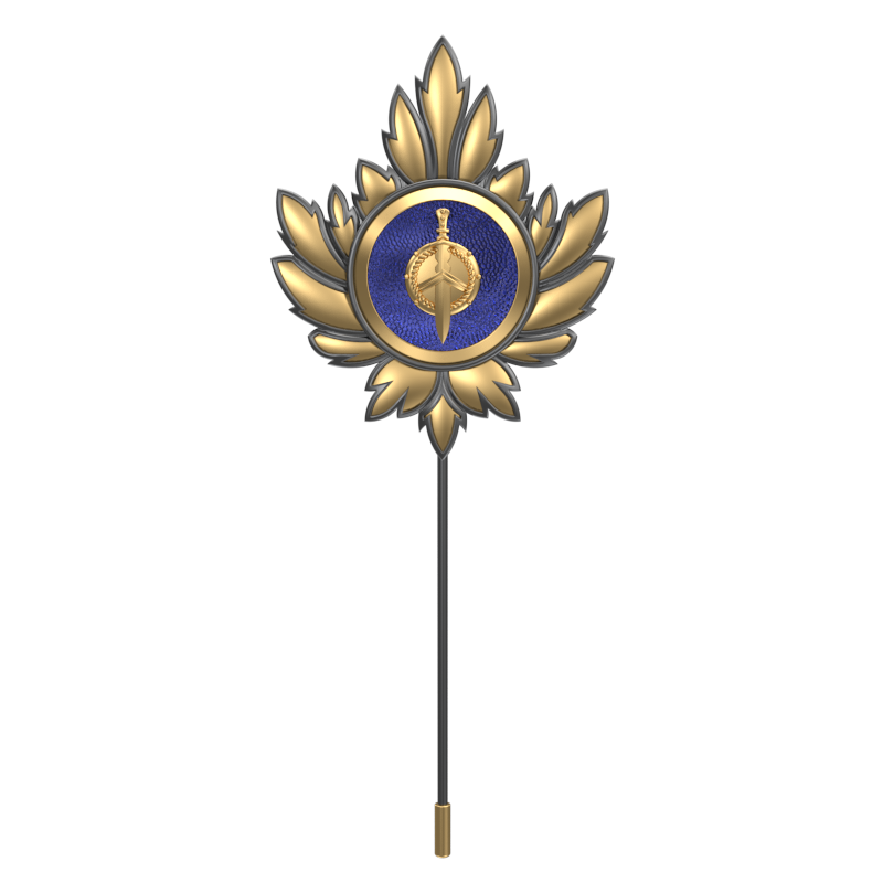 Honour ,Mapel Edgy Lapel with 18kt Gold & Black Ruthenium Plating and Enamel on Brass.