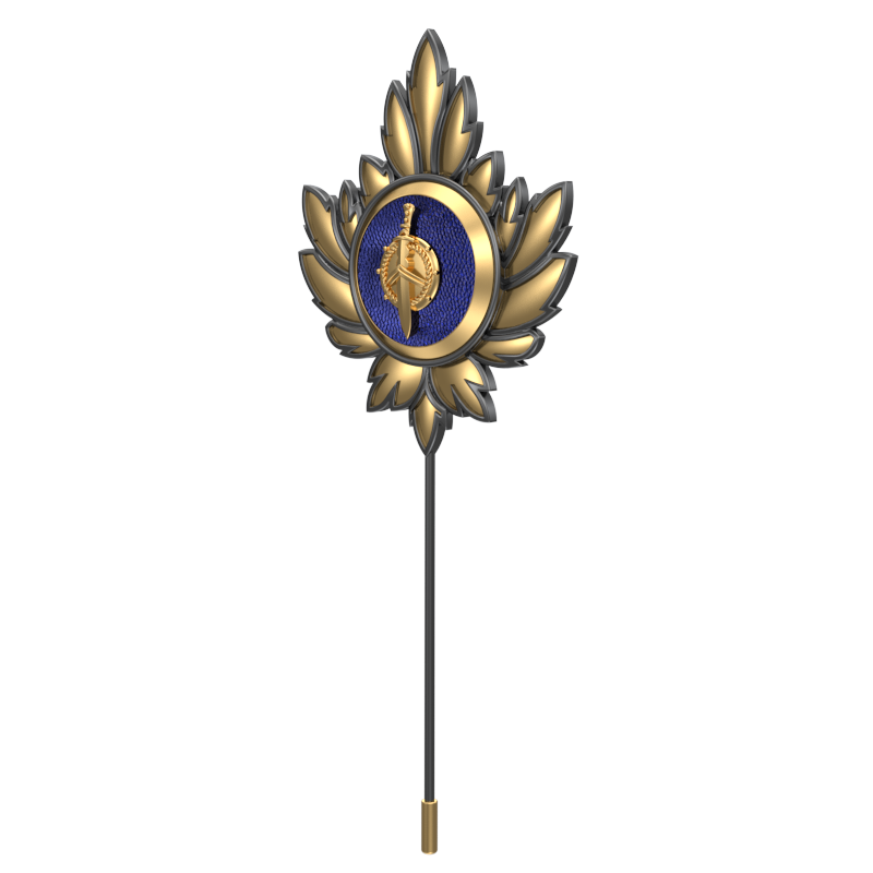 Honour ,Mapel Edgy Lapel with 18kt Gold & Black Ruthenium Plating and Enamel on Brass.